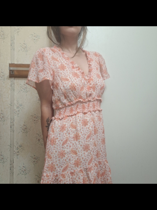 PAIGE Dresses & Skirts - PAIGE 100% Silk Giannina Smocked Dress - Orange Sherbert Paisley
